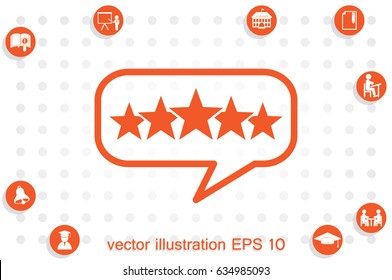 Customer product rating bubble. 5 star icon vector illustration eps10. Isolated badge for website or app - stock infographics