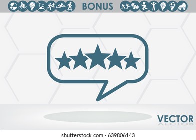 Customer product rating bubble. 5 star icon vector illustration eps10. Isolated badge for website or app - stock infographics