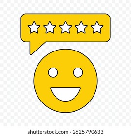 Customer product rating with five stars icon. Vector yellow isolated five stars. Customer feedback concept. Customer review. Feedback icon set. Vector illustration. 