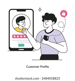 Customer Profile abstract concept vector in a flat style stock illustration