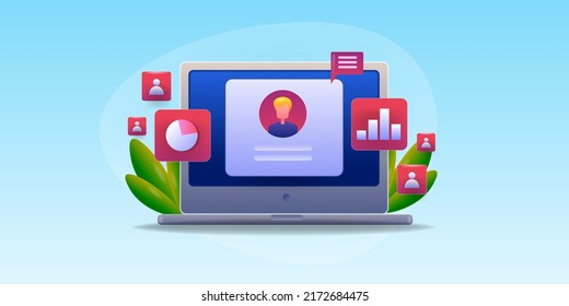 Customer Profile Analysis, Customer Data Analytics, Customer Behaviour For Digital Marketing Campaign - 3D Concept Vector Illustration With Icons