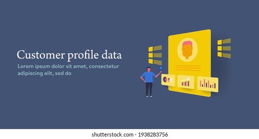 Customer profile, buyer persona, user demographics, customer data - conceptual creative vector banner illustration