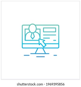 Symbol für den Farbverlauf-Verlauf des Kundenprofils. Informationen über Person, Interessen, Kaufmuster und demografische Merkmale.Einzelne Vektorgrafik.Geeignet für Banner, mobile Apps und Präsentationen