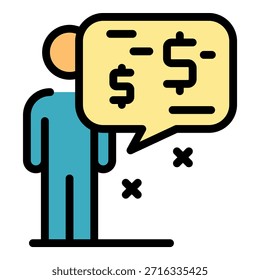 Icono de perfil de Cliente. Perfil de Cliente de contorno Vector icono de color plano aislado