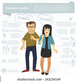 Customer Profile Infographic Vector Template.