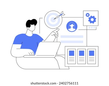 Customer profiling isolated cartoon vector illustrations. Marketing manager collecting clients data, explore patterns of behavior, CRM system, IT technology, data transfer vector cartoon.