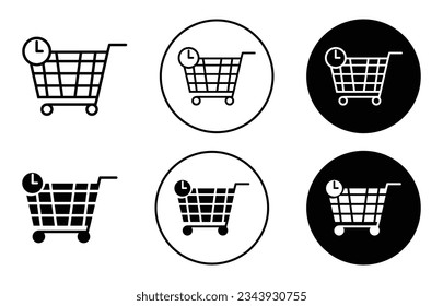 Juego de iconos vectoriales del Historial de compras del cliente. símbolo de vector negro del historial de pedidos en línea. adecuado para diseños de aplicaciones y interfaz de usuario web.
