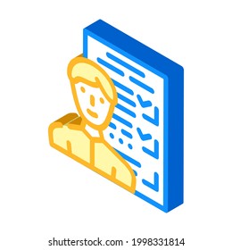 cuestionario de cliente kyc vector de icono isométrico. signo kyc del cuestionario de cliente. ilustración de símbolo aislado