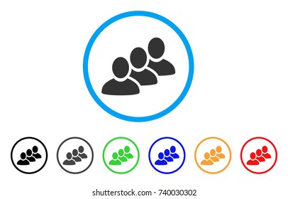 Customer Queue rounded icon. Style is a flat grey symbol inside light blue circle with bonus color versions. Customer Queue vector designed for web and software interfaces.