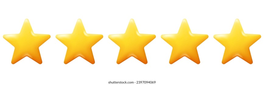 Customer rating feedback concept. Five stars review icon set. Realistic 3d design. For mobile applications