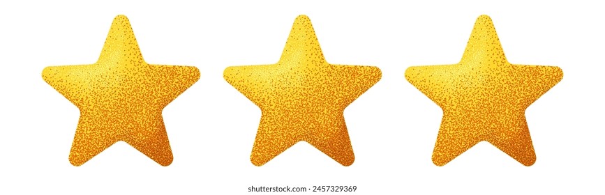 Customer rating feedback concept. Five stars review icon set. Realistic 3d design. For mobile applications. Noise effect
