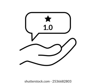 customer rating satisfaction icon give 1 stars feedback or hand icon giving one star review