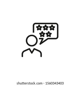 Customer rating thin line icon. Positive review, survey, five stars isolated outline sign. Customer satisfaction and feedback concept. Vector illustration symbol element for web design and apps