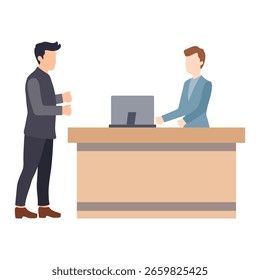 Customer at Reception Desk Illustration
