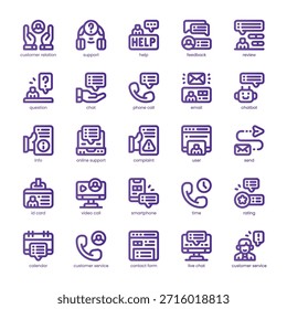 Pacote de Ícones de Relação com o Cliente para seu site, celular, apresentação e design de logotipo. Design de cores básico da linha do ícone da relação com o cliente. Ilustração de gráficos vetoriais e traçado editável.