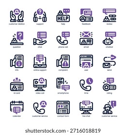 Pacote de Ícones de Relação com o Cliente para seu site, celular, apresentação e design de logotipo. Design de tom duplo do ícone de relacionamento com o cliente. Ilustração de gráficos vetoriais e traçado editável.