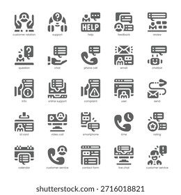 Pacote de Ícones de Relação com o Cliente para seu site, celular, apresentação e design de logotipo. Ícone de relacionamento com o cliente - design sólido. Ilustração de gráficos vetoriais e traçado editável.
