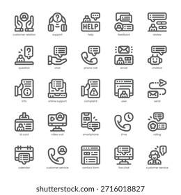 Pacote de Ícones de Relação com o Cliente para seu site, celular, apresentação e design de logotipo. Design da estrutura de tópicos do ícone de relacionamento com o cliente. Ilustração de gráficos vetoriais e traçado editável.