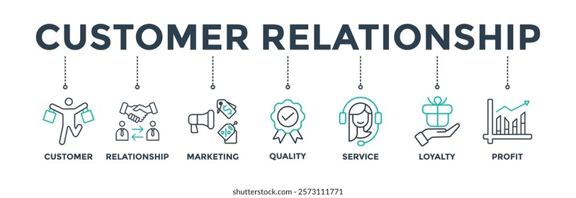 Customer relationship banner web icon vector illustration for business management