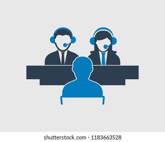 Customer relationship center icon on gray background.