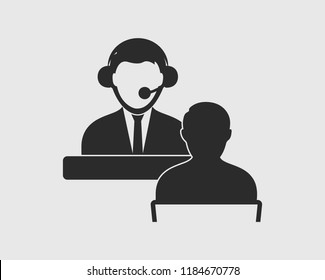 Customer relationship center icon on gray background.