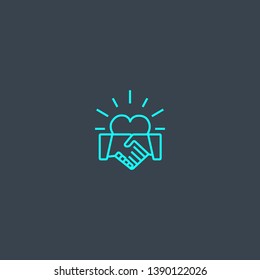 customer relationship concept blue line icon. Simple thin element on dark background. customer relationship concept outline symbol design. Can be used for web and mobile UI/UX