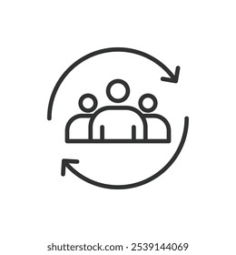 Icono de relación de Cliente en diseño de línea. Cliente, relación, compromiso, comunicación, Asistencia, satisfacción, lealtad sobre Vector de fondo blanco. Icono de trazo editable de relación de Cliente