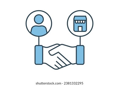 Customer relationship icon. icon related to marketing. Flat line icon style. Simple vector design editable