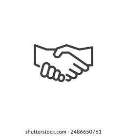 Customer Relationship line icon. linear style sign for mobile concept and web design. Two hands shaking outline vector icon. Handshake symbol, logo illustration. Vector graphics