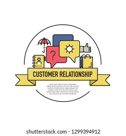 CUSTOMER RELATIONSHIP LINE ICON SET