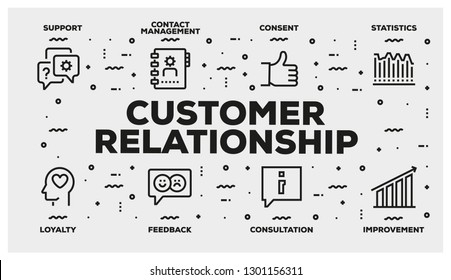 CUSTOMER RELATIONSHIP LINE ICON SET