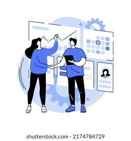 Customer relationship management abstract concept vector illustration. CRM system, CRM lead management, interactions with customers, companys relationship, sales data access abstract metaphor.