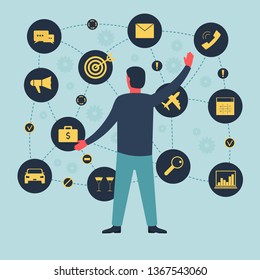 Customer Relationship Management. Customer accounting system icons. Vector illustration.