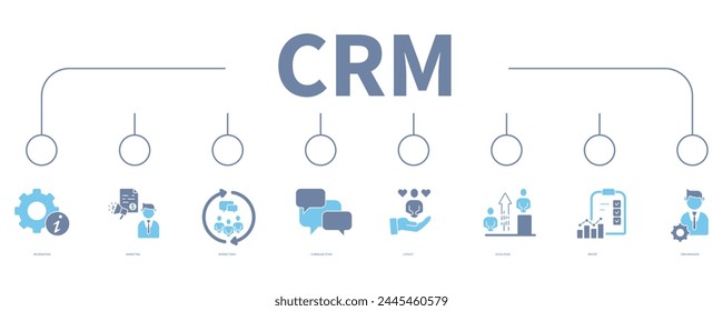 Customer relationship management banner web icon vector illustration concept