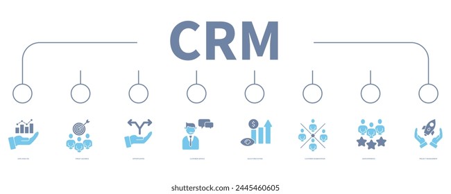Customer relationship management banner web icon vector illustration concept