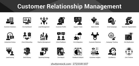 Cliente Conjunto cohesivo de iconos vectoriales minimalistas que representan las ideas clave con claridad visual