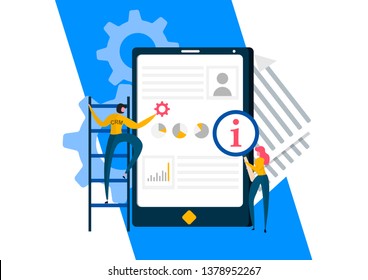  Customer relationship management concept background. Customer and company interaction approach. Vector illustration for landing webpage.