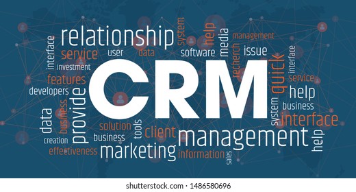 Customer Relationship Management Concept with blue color theme 