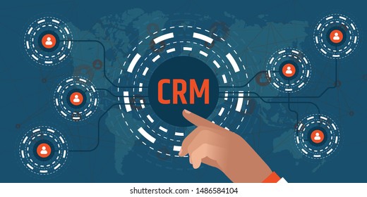 Customer relationship management concept with blue color