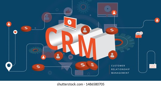 Customer relationship management concept. CRM isometric vector illustration