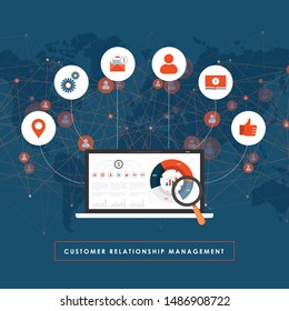 Customer Relationship Management Concept. CRM Isometric Vector Illustration