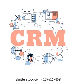 Customer Relationship Management Concept With Icons. Vector Illustration.