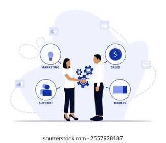 customer relationship management concept illustration. Suitable for landing page, ui, web, App intro card, editorial, flyer, and banner.