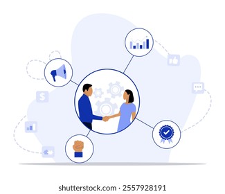 customer relationship management concept illustration. Suitable for landing page, ui, web, App intro card, editorial, flyer, and banner.