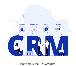 customer relationship management concept illustration. Suitable for landing page, ui, web, App intro card, editorial, flyer, and banner.