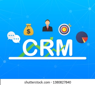 Customer relationship management concept. Organization of data on work with clients, CRM concept. Vector stock illustration.