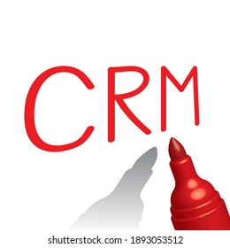 customer relationship management, crm, red marker pen, vector illustration 