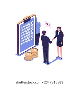Diseño de ilustraciones isométricas de estilo plano para la gestión de las relaciones con el cliente