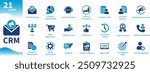 Customer relationship management icon. Collection of icons themed CRM, business, customer care, customer data. Solid vector icons.