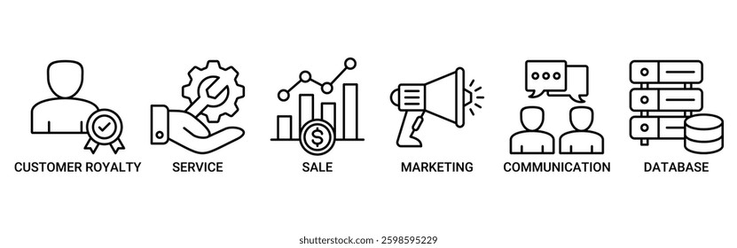 Customer relationship management icon set. Vector illustration concept with icon outline symbol background.